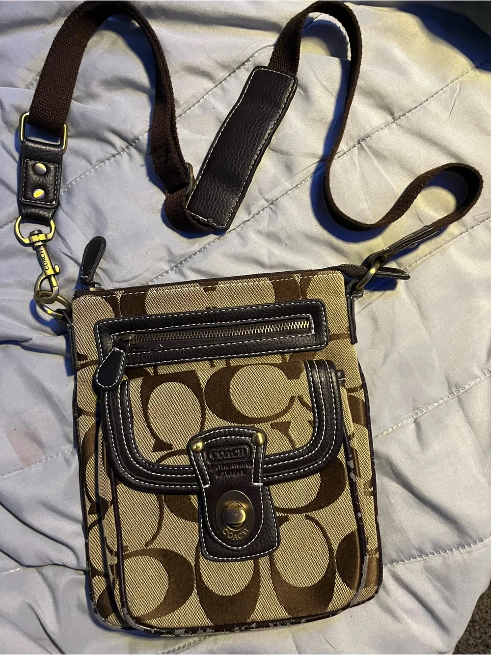 Coach Brown Signature Canvas Messenger Crossbody